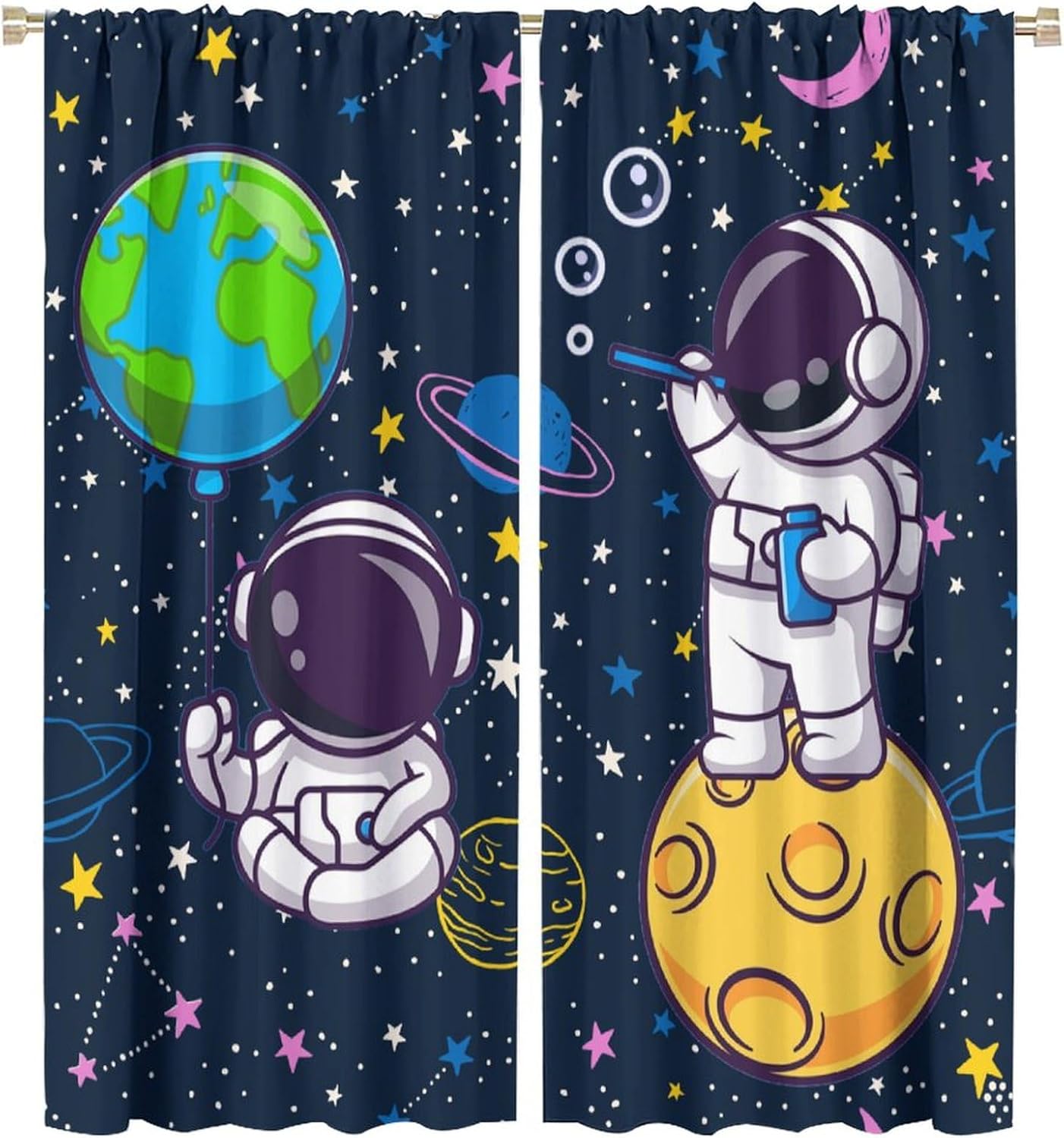 Science Nursery - Занавеска для окна с космонавтом и